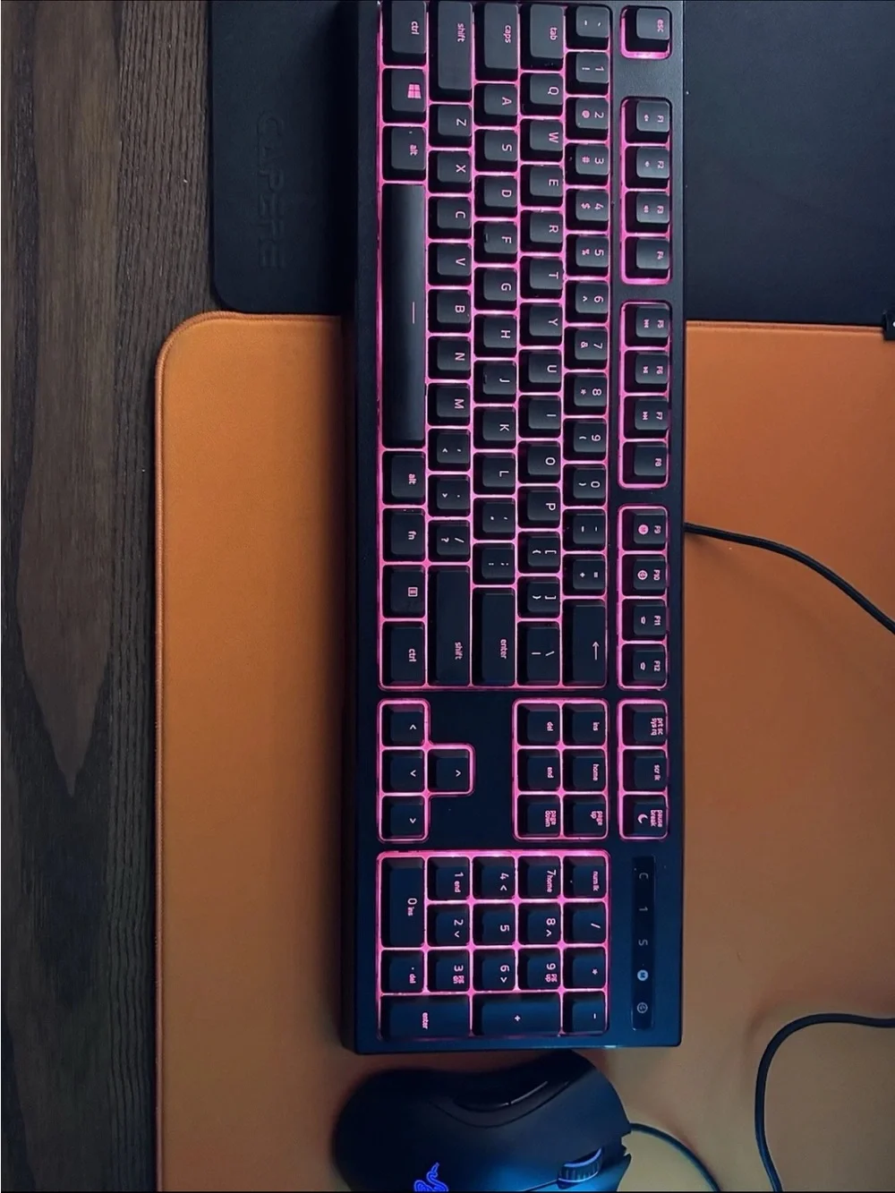 Razer Black Gaming Keyboard with Purple Backlighting